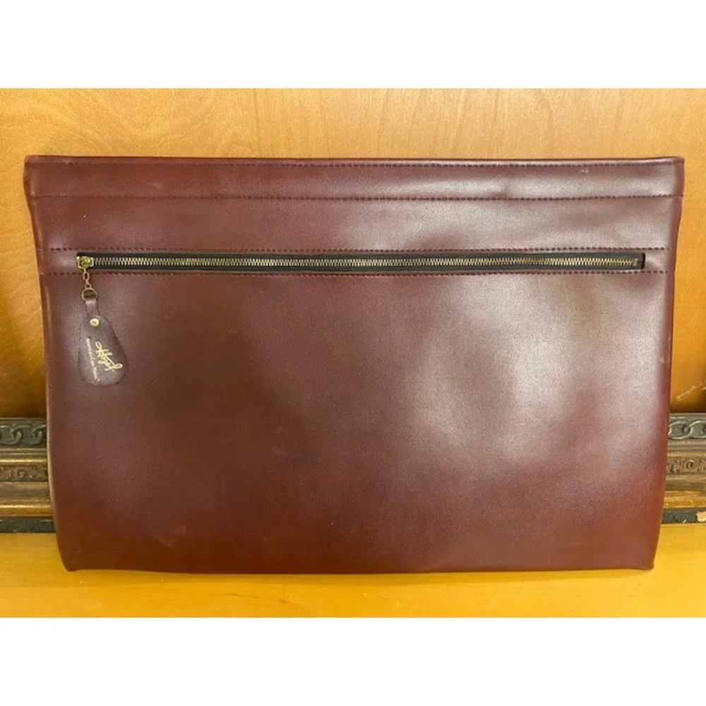 Hazel Portfolio Burgundy Vintage Faux Leather Document Case Hinged 16.5